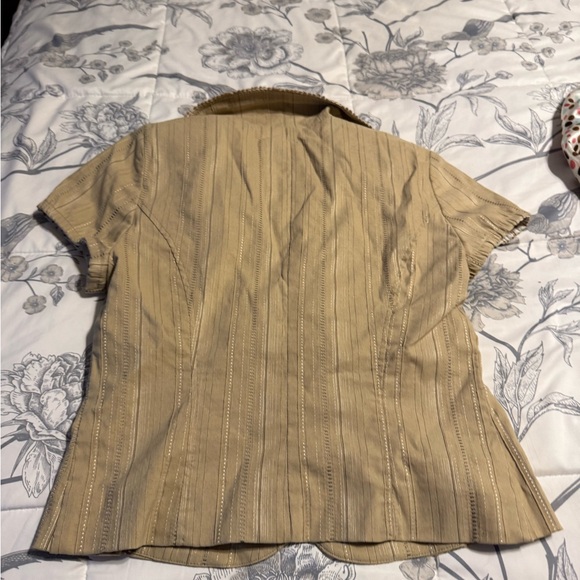 XOXO Tan Striped Capri Pantsuit - Picture 9 of 16